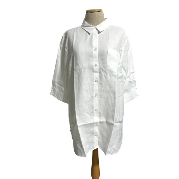 Chicos Women's Sz XL No Iron 100% Linen 3/4 Sleeve Shirt - Picture 9 of 10